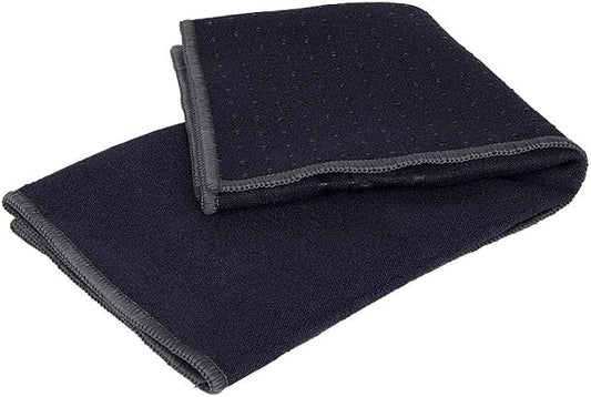 Manduka Yogitoes Yoga Hand Towel - 16" | Moisture Activated Grip | Patented Silicone Nubs | Highly Absorbent, Durable & Easy Care | Compact Size for Hot Yoga, Pilates | 16 x 24 Inches | Midnight