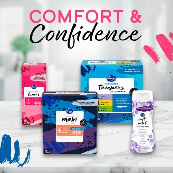 Extra Long Unscented Panty Liners, Soft Comfortable Daily Liners for Women, Individually Designed, 68 Count