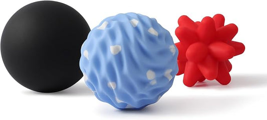 3-Piece Silicone Massage Ball Set for Deep Tissue and Trigger Points - Lacrosse Massage Balls for Myofascial Release, Muscle Knots & Plantar Fasciitis (Silicone Full-Body Recovery Set)