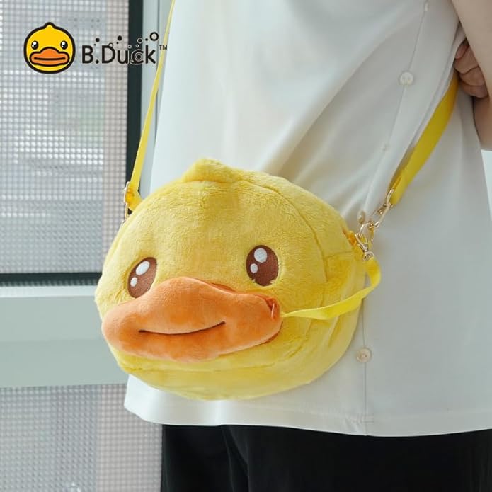 B.DUCK Plush Purse Crossbody Bags Kawaii Handbag with Zipper Cute Duck Shoulder Bag Coin Wallet Toy Purse for Gifts