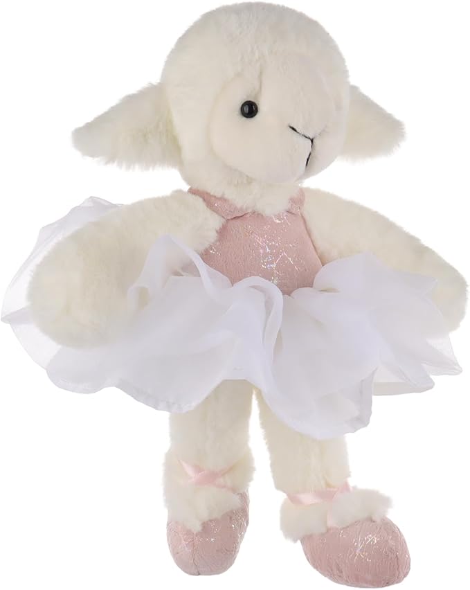 Apricot Lamb Ballet Lamb Plush Stuffed Animals for Kids, Soft Cute Sheep Plush Toys for Baby Girl and Boy, Fluffy Ballet Lamb White 6.7 Inches