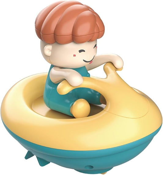 Windup Yacht Bath Toy, Funny Bathtub Speed Boat Toy Clockwork Ski Jet Ship Toy Speedboat Tub Toy Yacht Water Toy for Boys and Girls (Yellow)