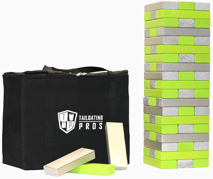 Tailgating Pros Premium Giant Toppling Timbers with Carrying Case – Choose Your Team Colors! Jumbo Outdoor Yard Game, Tower Grows to Over 5 Feet!