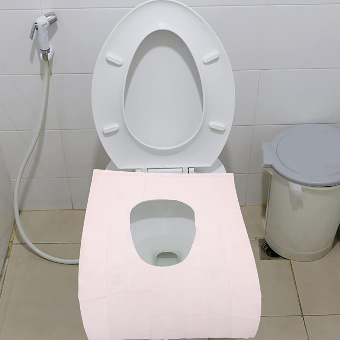 GLEAVI 50Pcs Disposable Toilet Seat Covers - Waterproof, Non-Slip, Individually Wrapped Travel Essentials for Public Restrooms, Camping, and Daily Use