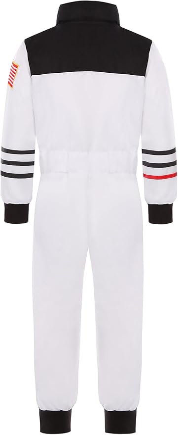 Kids Astronaut Costume NASA Space Jumpsuit for Halloween Boys Girls Pretend Role Play Dress Up