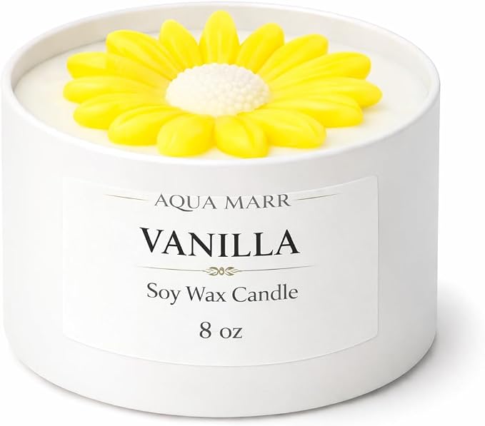 Vanilla Soy Candle – 8 oz Luxury Spa Candle – Clean Burning, Hand Poured – Aromatherapy Home Decor – Relaxing Gift for Women – Aqua MARR