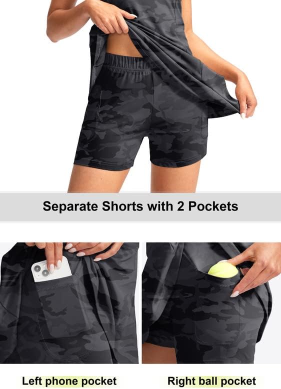 Viodia Women's Tennis Golf Dress with Shorts | Active, Exercise, Workout, Sports, Athletic, Dresses for Women, with Zipper Pockets