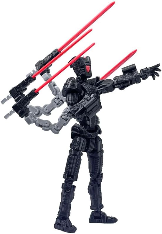 T13 Action Figure Set (Assembly Completed)，3D Printed Multi-Jointed, Desktop Decorations for Game Lovers Toys,5.5Inch (Black)