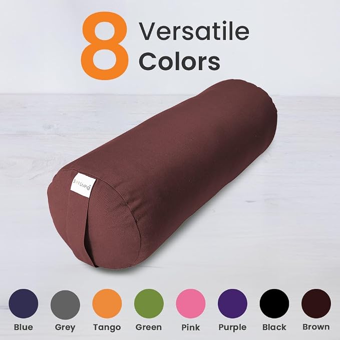 Sol Living Yoga Bolster Pillow for Restorative Yoga, 100% Cotton Meditation Cushion, Extra Firm Support Bolster for Yoga Body Pillow with Removable Washable Cover and Carry Handle