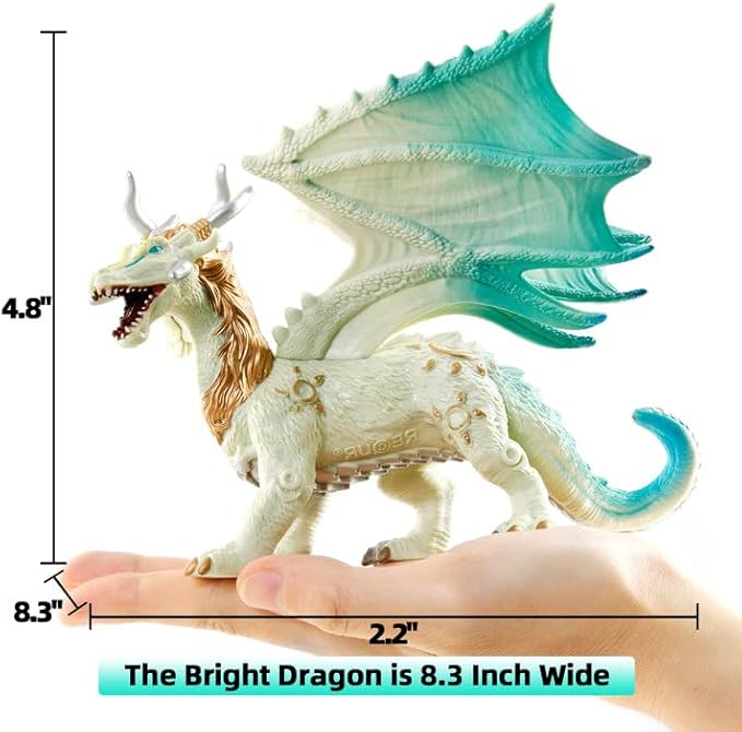 RECUR Bright Dragon Action Figurine, White Dragon Toys for Boys Girls Kids, RPG Figures Miniatures for Tabletop Display & Roleplaying, Collectors Toy Age 3 +