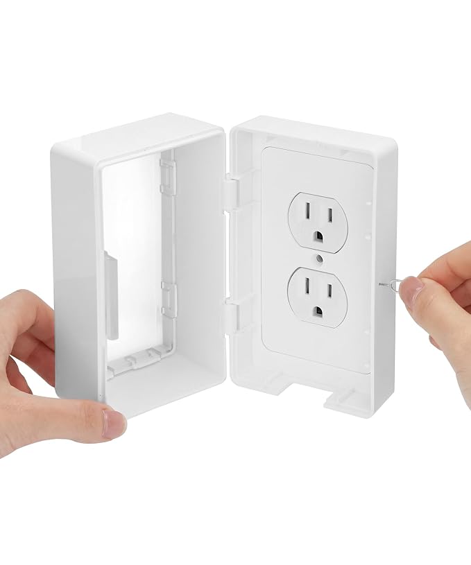 Bates- Baby Safety Outlet Cover Box, Locking Baby Proof Outlet Covers, Locking Plug Covers for Electrical Outlets