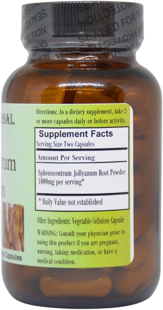 Barlowe's Herbal Elixirs Sphenocentrum Jollyanum Root Powder | 500mg Per Capsule | Tradtional African Herb | 60 Vegan Capsules | Stearate-Free | Bottled in Glass