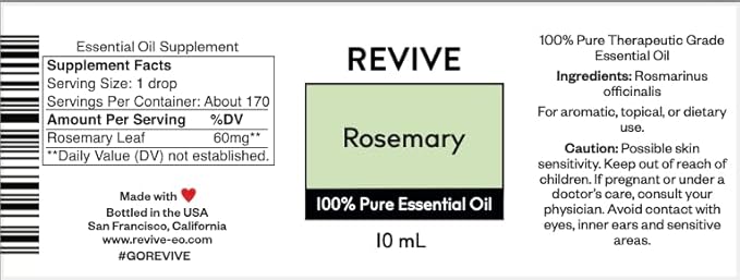 Rosemary Essential Oil by Revive Essential Oils - 100% Pure Therapeutic Grade, for Diffuser, Humidifier, Massage, Aromatherapy, Skin & Hair Care