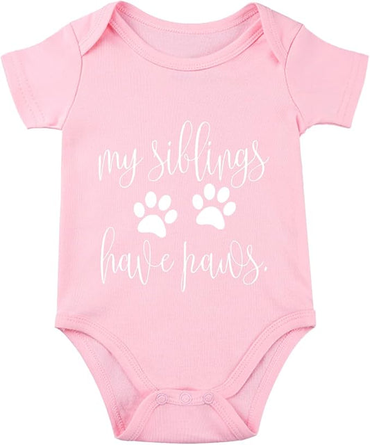 listery My Siblings Have Funny Paws Bodysuit Have Paws Baby Bodysuit Baby Paws Romper Dog Baby Bodysuit
