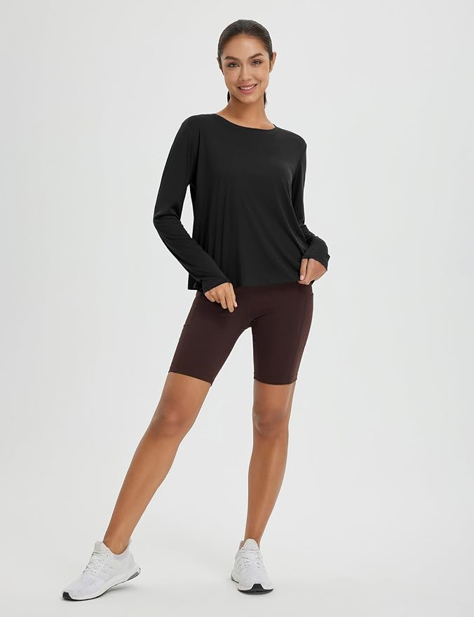 baleaf Women's Long Sleeve Workout Tops Running Sun Shirts Split Back | UPF 50+, Quick Dry, Lightweight, Breathable, Moisture-wicking, SPF, UV, for Athletic, Gym, Hiking, Tennis, Outdoor