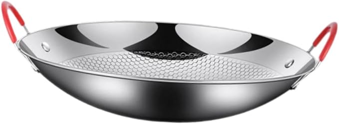 Stainless Steel Cookware Pan Frying Pan Non Stick Soup Pot Multipurpose Double Handle Wok Korean Grill Pan for Barbecue Hotel, 10inch Without Lid