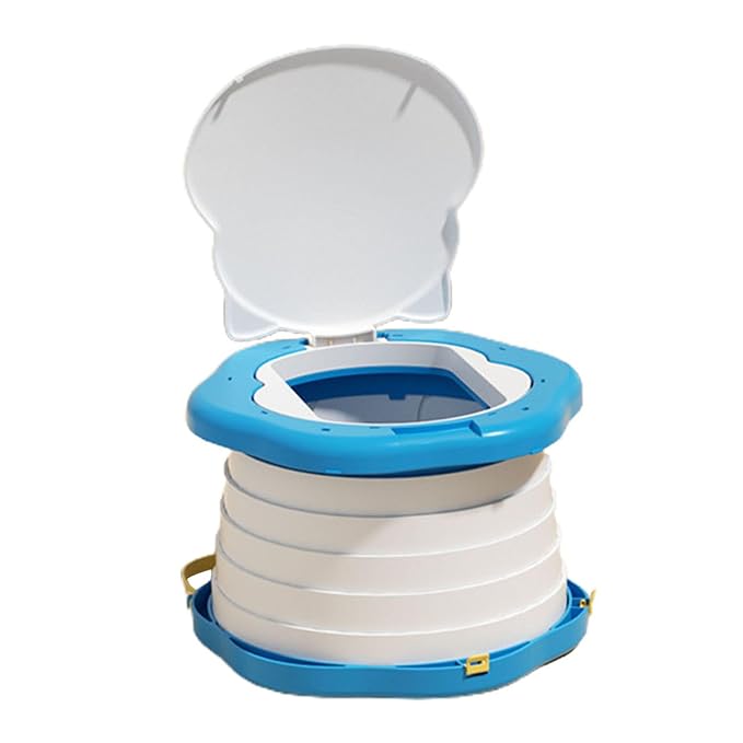 Portable Foldable Travel Potty Seat for Toddler, Training Toilet Seat Emergency Toilet for Car, Children Toilet with Splash Guard for Toddler Travel, Camping, Indoor and Outdoor Use Blue