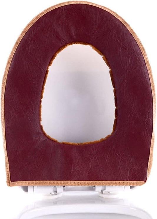 Toilet Seat Cover, Toilet Seat Cushion Warmer Washable Cover Pads with Zipper, Brown