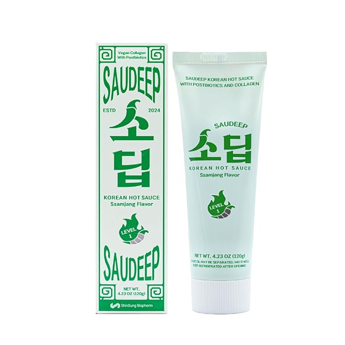 Korean Food Saudeep Ssamjang Flavor Dipping Sauce, Sweet & Savory, 4.23oz | Korean seasoned soybean paste flavor sauce with mild heat for meat, vegetables, and rice