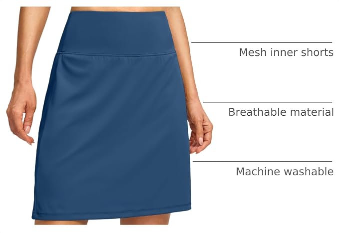G Gradual 19" Skorts for Woman with Pockets High Waist Golf Skirt | Lightweight, Stretchy, Breathable, Tummy Control, Built-in Shorts, Athletic, Tennis, Pickleball, Casual Summer