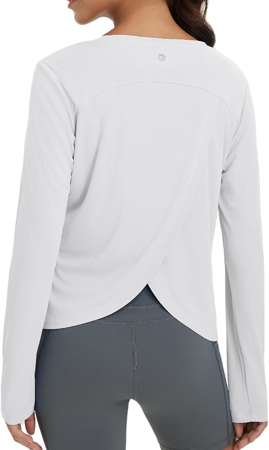 baleaf Women's Long Sleeve Workout Tops Running Sun Shirts Split Back | UPF 50+, Quick Dry, Lightweight, Breathable, Moisture-wicking, SPF, UV, for Athletic, Gym, Hiking, Tennis, Outdoor