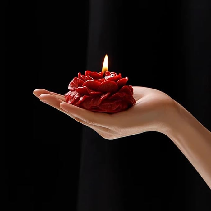 4 Pcs Low Temperature Candles Red Rose Flower Shaped Scented Candles Low Heat Romantic Wax Play Candles for Lovers Couples Wedding