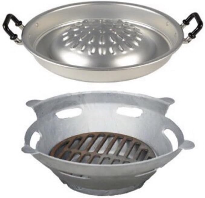1Set(Pan+Stove) Mookata Thai Korean Bbq Smoke Steak Grill Charcoal Aluminium 14"