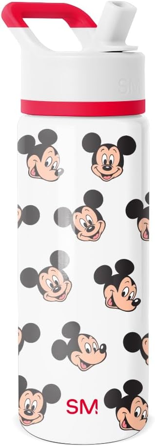Simple Modern Kids Summit Water Bottle with Straw Lid | Disney Mickey Mouse 18oz Stainless Steel Cup Insulated Tumbler for Boys, Girls, School | Mickey Mouse Fun