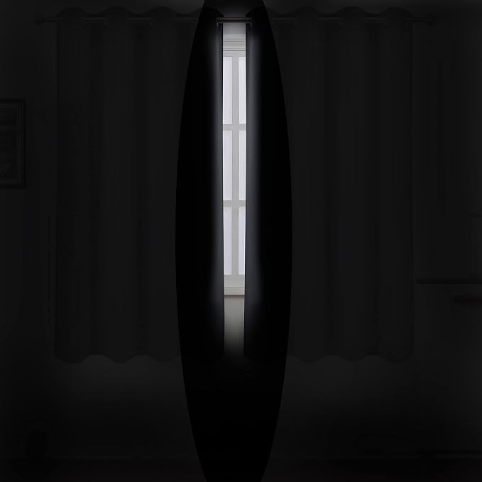 LEMOMO Black Thermal Blackout Curtains/52 x 72 Inch/Set of 2 Panels Room Darkening Curtains for Bedroom