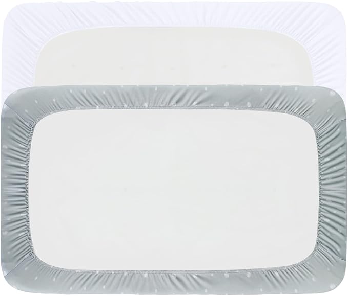 Bassinet Sheets 20" x 30" Fit for Graco Travel Lite Crib, My View 4 in 1, Fodoss, Guava Lotus, Yacul, Cloud Baby Premium and Maxi-Cosi Swift Lightweight Bassinet, Ultra Soft, White & Grey Ball, 2 Pack