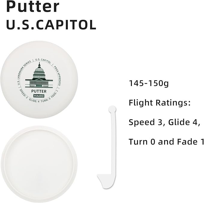 Disc Golf Starter Discs Set | U.S. Landmark Series | 150 Class, 145-150g | PDGA Approved | Include 2*Driver 2*Mid-Range 2*Putter 1*Mini Marker