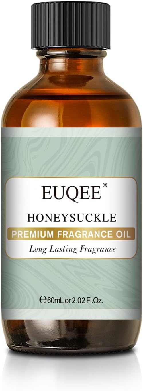 EUQEE 60ML Honeysuckle Fragrance Oil for Diffuser (2.02 Fl oz) | Essential Oil with Glass Dropper for Candle Making, DIY Bath Bombs, Aromatherapy