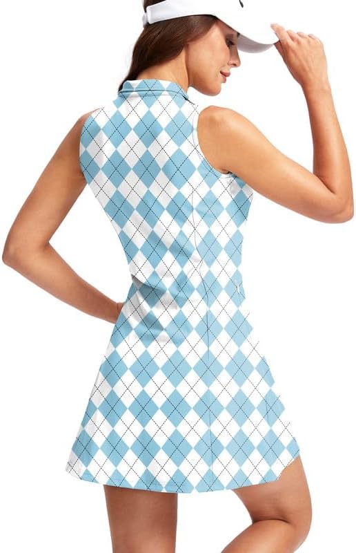 Viodia Women's Tennis Golf Dress with Shorts | Active, Exercise, Workout, Sports, Athletic, Dresses for Women, with Zipper Pockets