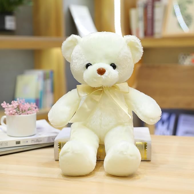 Teddy Bear Stuffed Animal, 12inch Teddy Bear Plush Toy, Birthday Valentine's Day Xmas Gifts for Kids Boys Girls Friends (A-White)