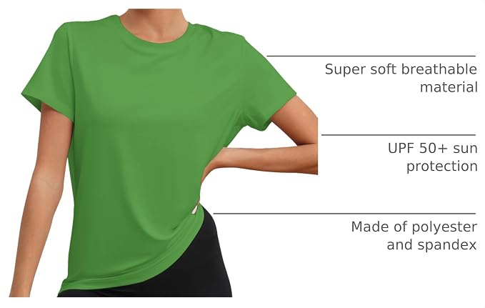 KevaMolly Workout Tops for Women UPF50+ Breathable Loose Fit Yoga T Shirts Short Sleeve Running Gym Athletic Tee Top