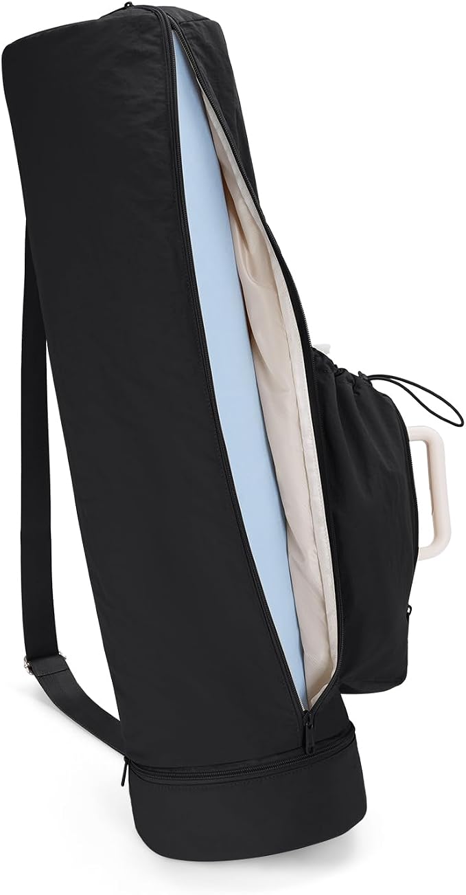 sportsnew Puffy Yoga Mat Bag Yoga Gym Bags for Women Men, Full-Zip Pilates Bag with Wet Pocket & Side Zip Drawstring Pocket Fits Tumblers with Handle, Yoga Mat Storage for Carrier Quick Access