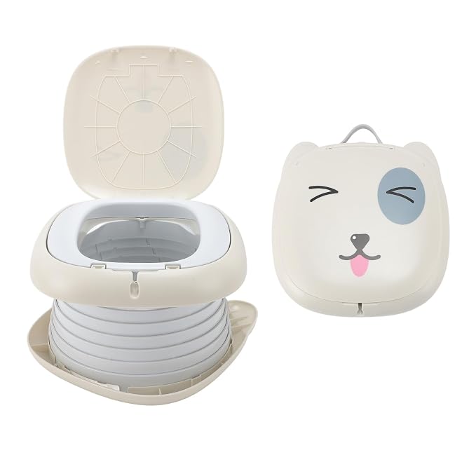 Children Toilet, Training Toilet for Kids, Foldable Potty with Storage Bag, Foldable Potty Training Toilet for Car Driving Camping Travel (Grey)