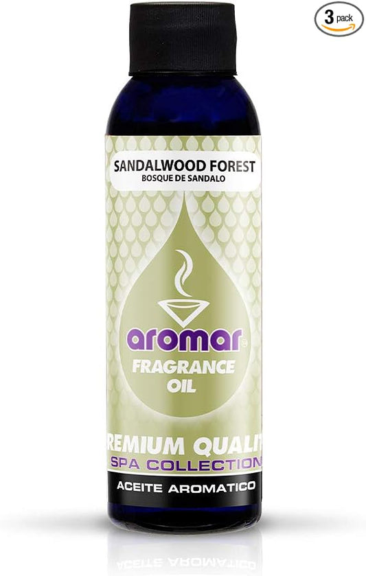 AROMAR Premium Fragrance Oil, 4oz Bottle 3 Pack Long Lasting Aromatic Scent, Fresh and Revitalizing Aromatherapy for Living Room, Bedroom, and Kitchen 12oz Sandalwood Forest