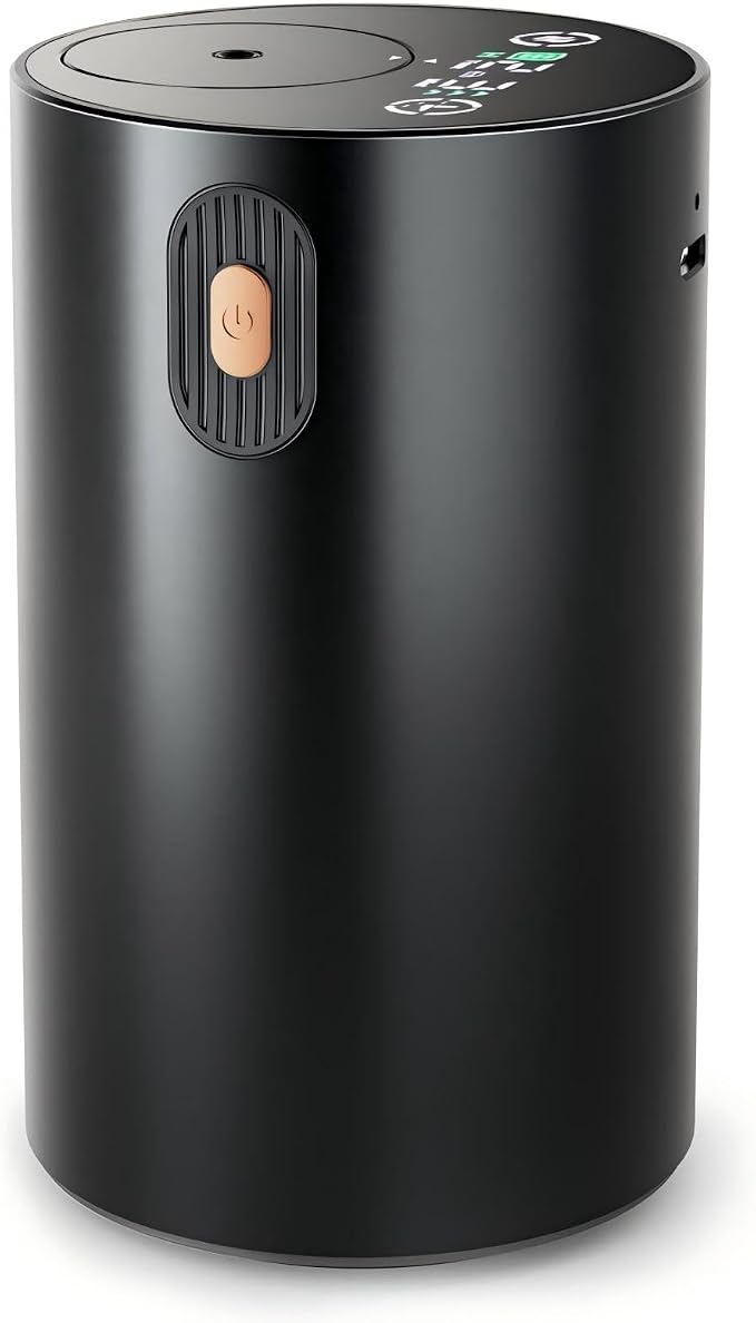 JUANANIUG Waterless Essential Oil Diffuser Rechargable: Portable Aromatherapy Diffuser for Car and Home - 4 Concentration Adjustments and Timers - Gift for Valentine’s Day (Black)