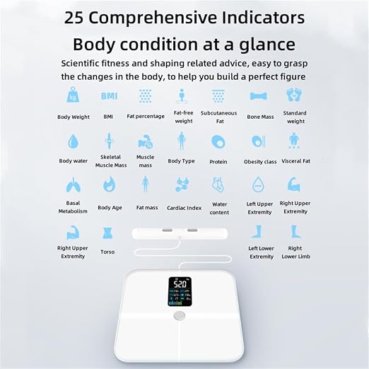 Digital Smart Bathroom Scale for Body Weight, Body Composition Monitor Health Analyzer, 8 Dual-Frequency Electrodes Smart Bathroom Digital Weighing Machine