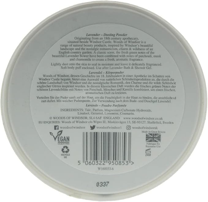 Woods Of Windsor Lavender Body Dusting Powder With Puff for Women, 3.5 Ounce