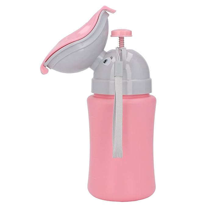 Asixxsix Toddler Urinal Cup, Leakproof Button Design Portable Potty for Boys, Car Potty with Silicone Rings Sealing for Travel Camping (Pink for Girl)