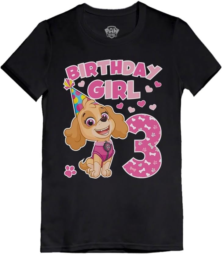Tstars Skye Birthday Girl 3 Gifts for Three Years Old Bday Paw Patrol Theme Party Toddler Kids Girls Fitted T-Shirt A51144d