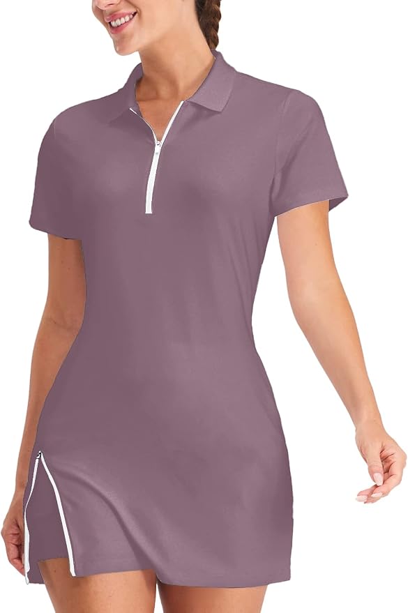 Hiverlay Tennis Dress Golf Dresses for Women with Built in Shorts | Polo Dress, Golf Outfit, 2 Pockets, UPF 50+ Pickball Hiking Workout Active Athletic Dresses,Summer Gym