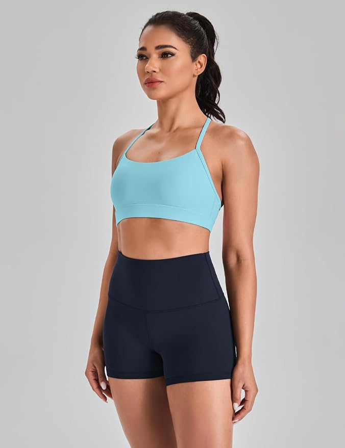 HeyNuts to Freest Womens Y Back Sports Bra, Spaghetti Strap Racerback Low Impact Workout Yoga Tops Padded A-C Cups *Updated