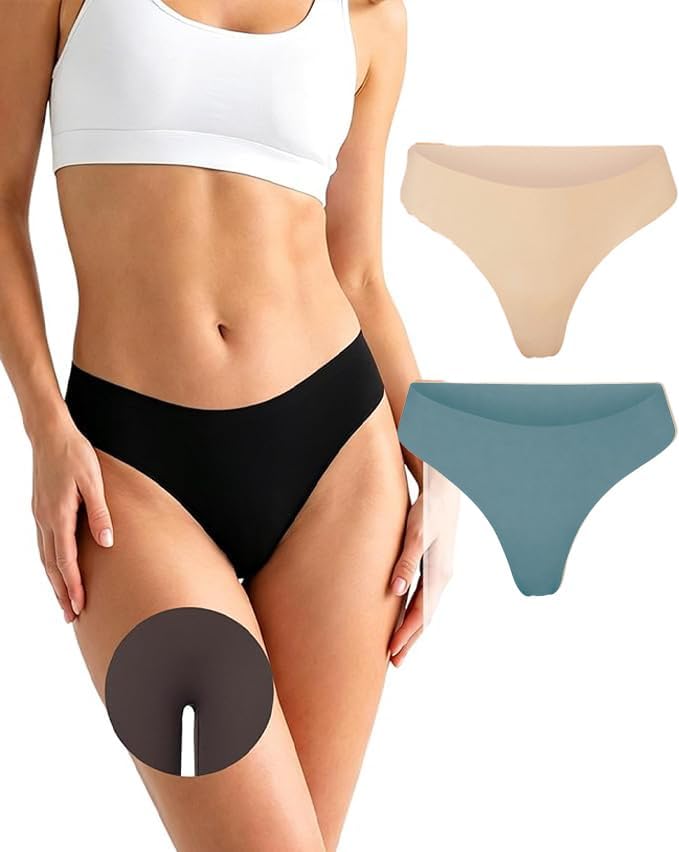 Thongs Seamless Underwear for Women No Show Thong Panty Liners Breathable Sexy Stretch Buttery Soft G-String Panties