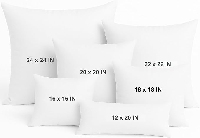 LANE LINEN 16x16 Throw Pillow Inserts Set of 4, Down Alternative - White | Simple Solid Pillow Inserts For Couch & Chair Support - Durable Everyday Fill, Fluffy Down Alternative Fill, Machine Washable