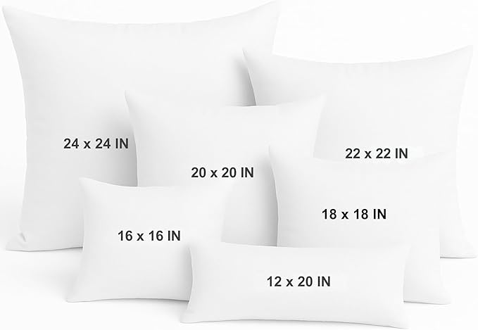 LANE LINEN 18 x 18 Throw Pillow Insert - Pack of 2 White, Down Alternative Pillow Inserts for Decorative Pillow Covers, Throw Pillows for Bed, Couch Pillows for Living Room | Contemporary Solid Inserts For Sofa Back Support - Durable Everyday Fill, Eve...