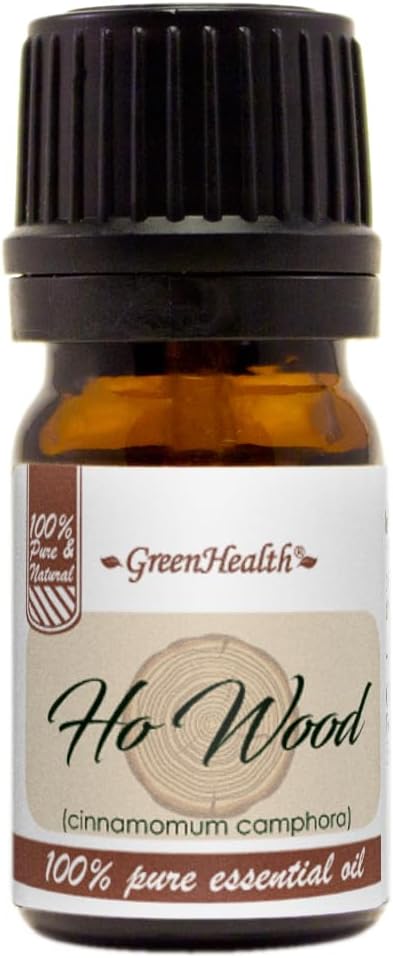 Ho Wood Essential Oil - 5 ml - 100% Pure & Natural - Amber Glass Bottle w/Euro Dropper - GreenHealth