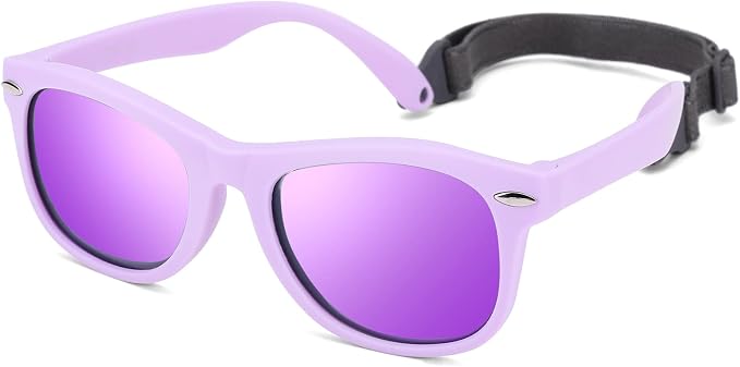 Polarized Baby Sunglasses with Strap - Unbreakable Flexible Infant Sunglasses for Toddlers Age 0-24 Months